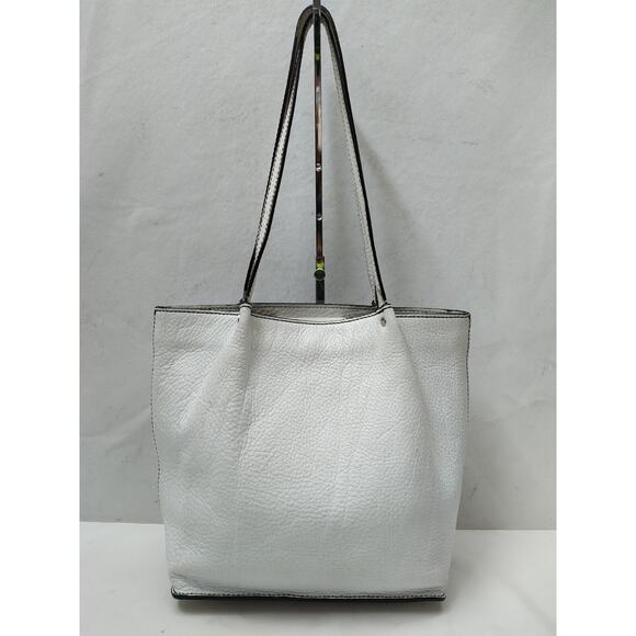 Talbot's White Leather Double Handle Tote Shoulder Bag - Picture 1 of 16